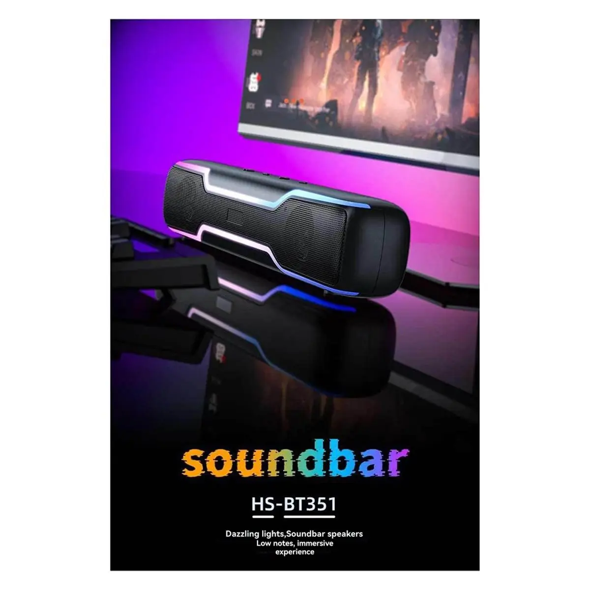 fine Protable Wireless Bluetooth Speaker with RGB Light Soundbar Mini Speaker Soundbar Speaker for Desktop Laptop