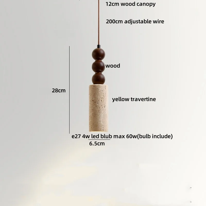 Wabi Sabi LED Pendant Lights Bar Coffee Living Room Wood Ball Yellow Cave Stone Nordic Modern Hang Lamp Lamparas Colgantes