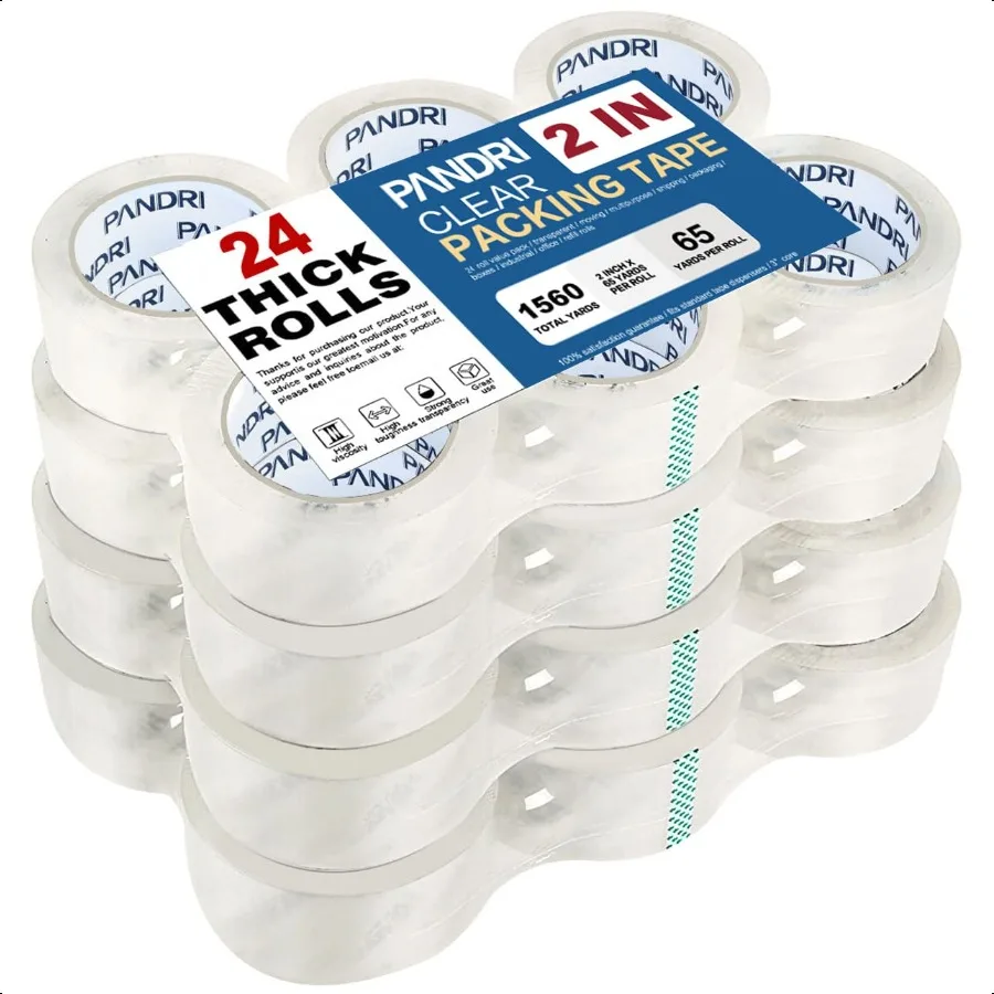 

Packing Tape 24 Rolls Heavy Duty Clear Packaging Tape for Shipping Packaging Moving Sealing 2 inches Wide 65 Yards Per Roll Tot