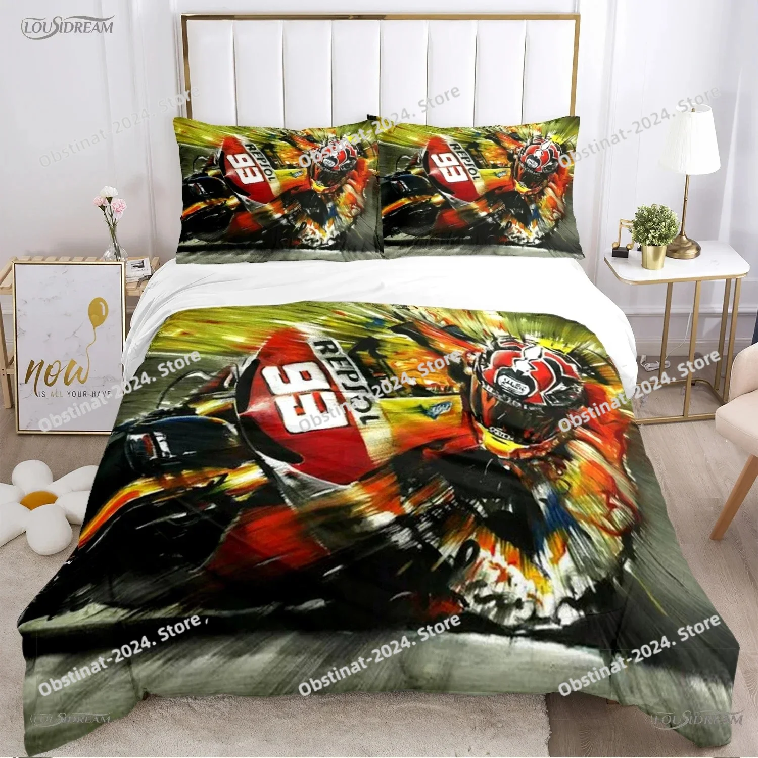 

Racing enthusiast motorcycle Duvet Cover casal Comforter Beding set Soft Quilt Cover and Pillowcase for SingleDoubleQueenKing