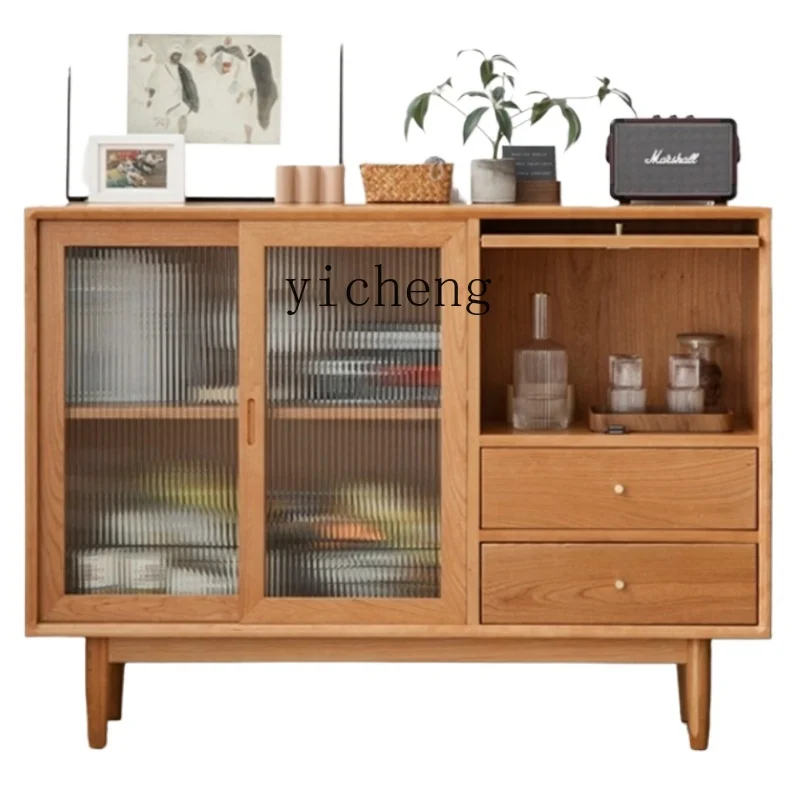 

ZF Solid Wood Sideboard Household Kitchen Storage Cherrywood Modern Minimalist Tea Cabinet