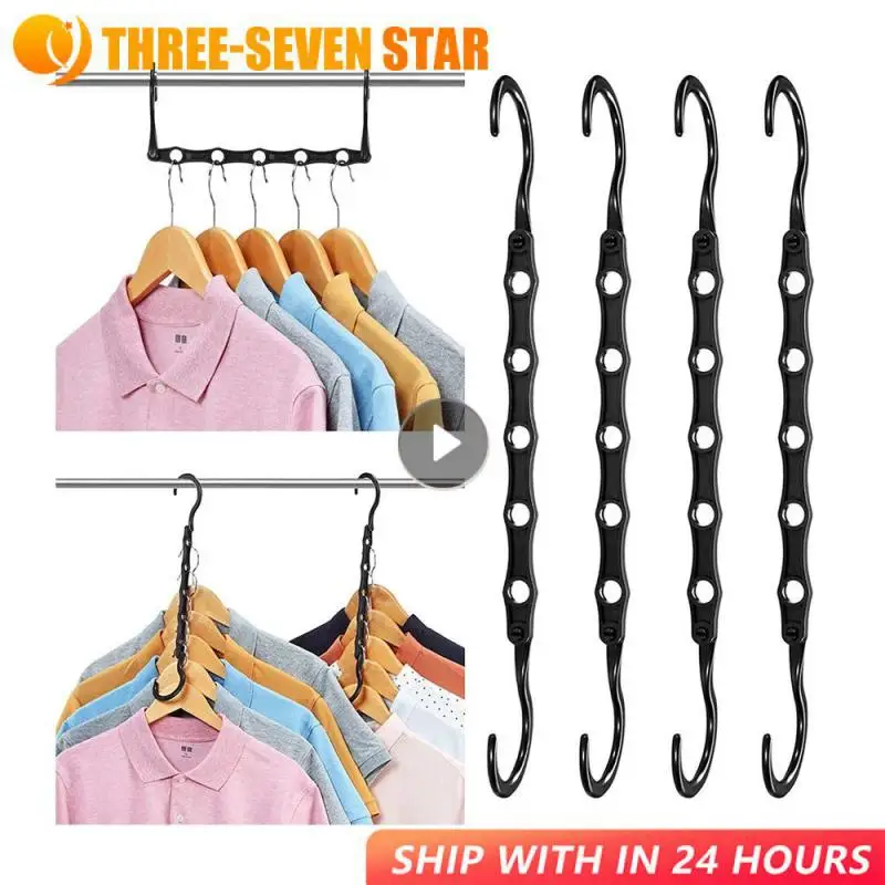 

Space Saving Storage Hangers Multifunction Plastic Clothes Racks Rotary Organizer Hangers 5 Hole Closet Wardrobe Organizer