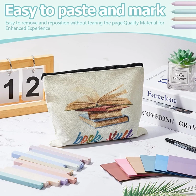 NEW-Book Annotation Kit, Set of Pencil Case Pouch,300 Sheets Transparent Sticky Notes, for Book Lover Gift BookwormAnnotator