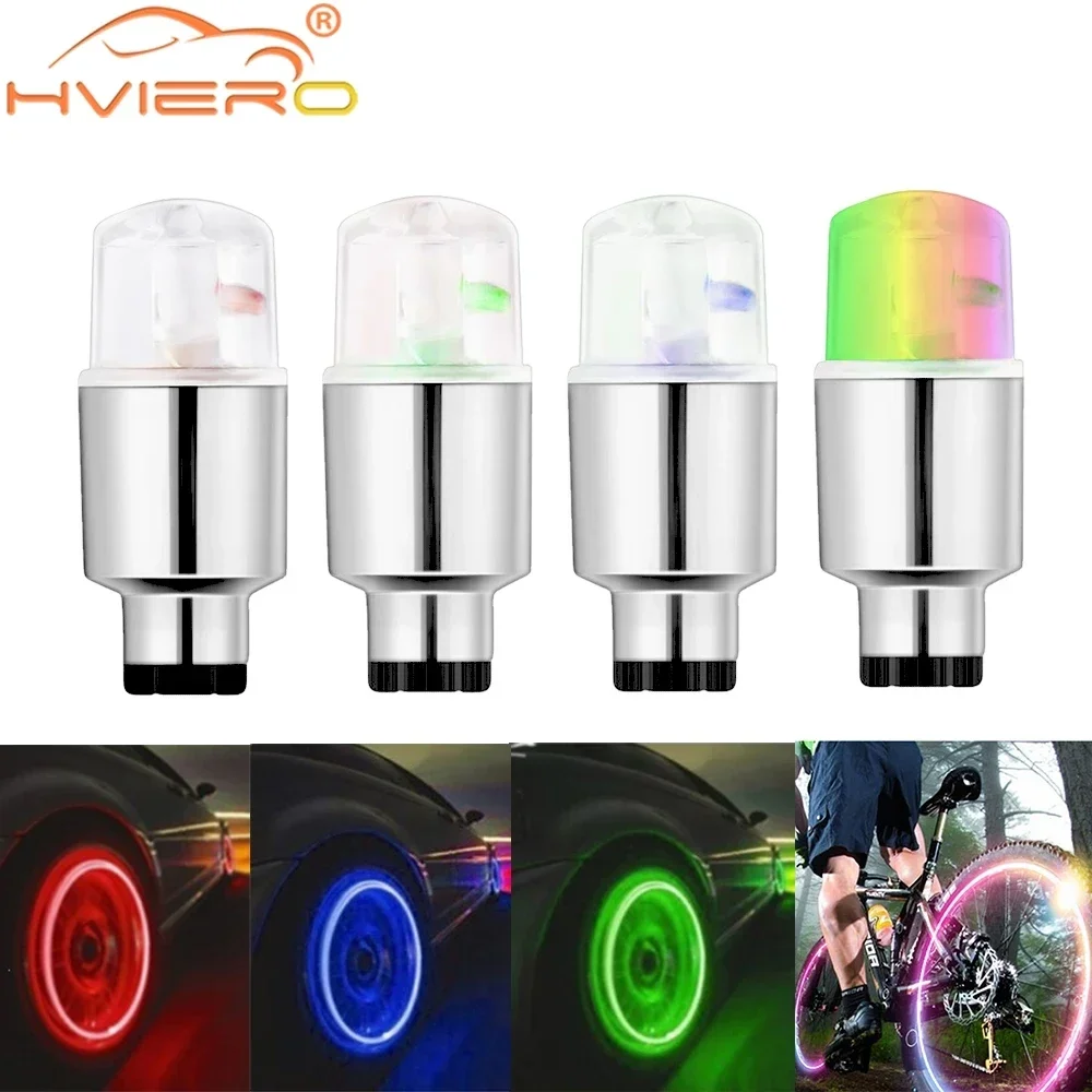 4X Led Bulb Vehicles Hub Tire Colorful Valve Nozzle Durable Car Bicycle Motorcycl Night Wind Fire Flash Modification Accessories