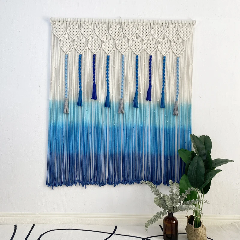 

Hand-woven Macrame Wall Hanging Tapestry Door Curtain Cotton Art Tapestry Boho Decoration Bohemia Wedding Backdrop Wall Haning