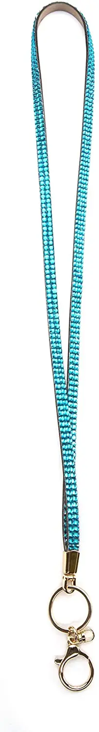 

Genuine keychains Leather Lanyard-21inches Bling Bling Crystal Rhinestones Straps: for ID Badge Keys Holder,Phone, etc.