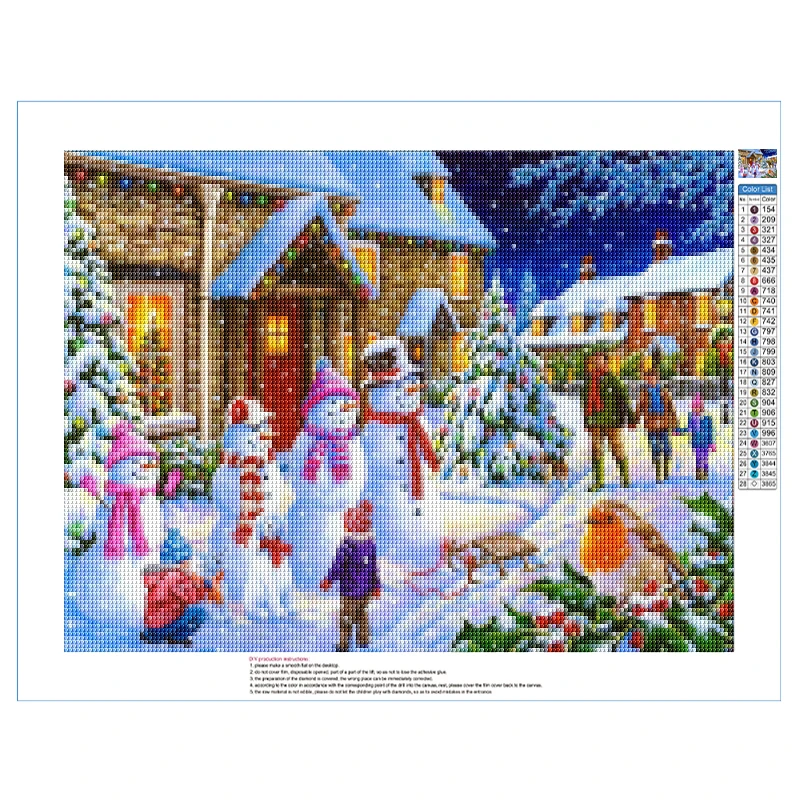 DIY 5D Diamond Painting Villa Winter Landscape Full Diamond Resin Mosaic Landscape Diamond Embroidery Handicraft Home Decor Gift