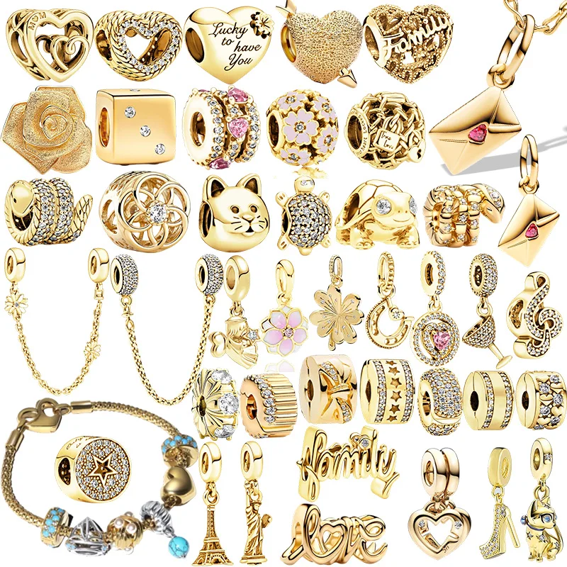 

Новые оригинальные золотые подвески-шармы в виде черепахи, змеи и снежинки, бусины для самостоятельного изготовления женских украшений, подарок, подходят для браслетов