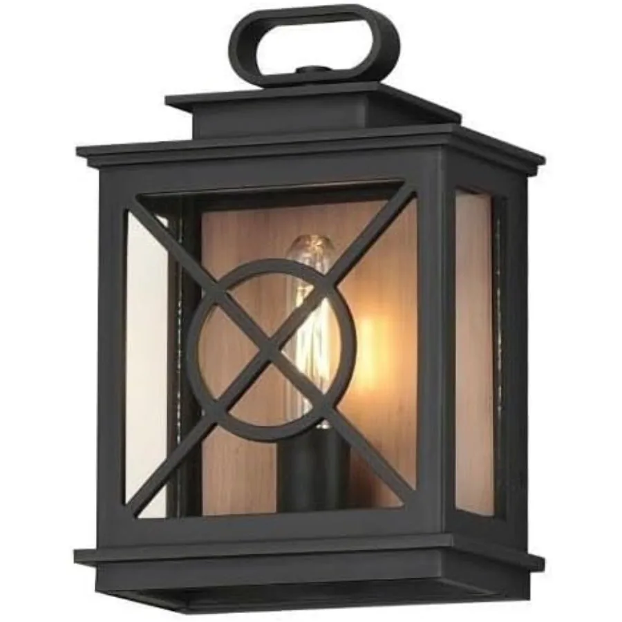 Lanterna da parete per esterni con candela leggera e finitura in rame invecchiato nero per giardino, patio e illuminazione d'ingresso, resistenza durevole