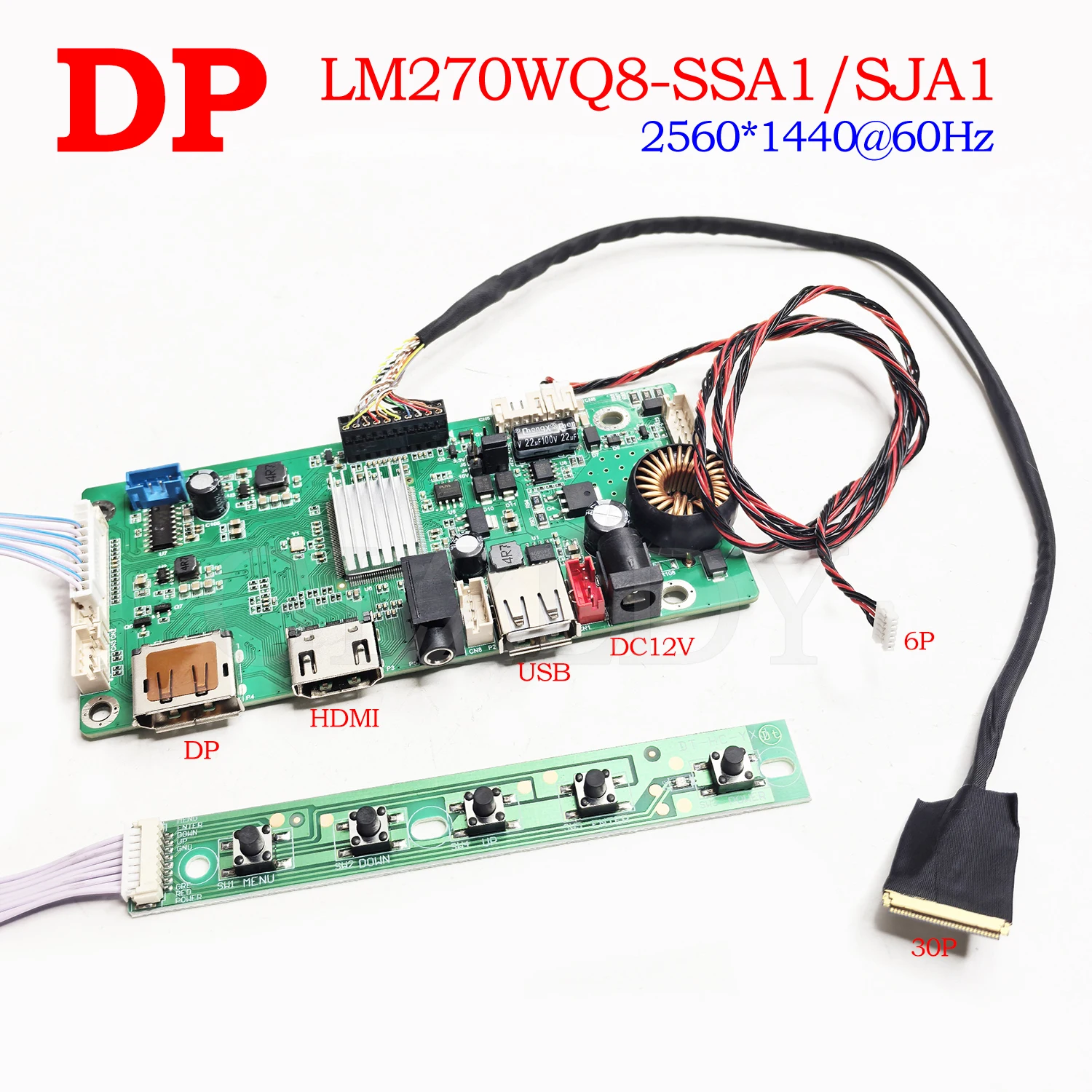 

LM270WQ8-SSA1 LM270WQ8-SJA1 Controller Board Kit 2560X1440 LED eDP 30Pins Driver Board LCD Screen DIY DP+HDMI+USB+Audio U2722DX