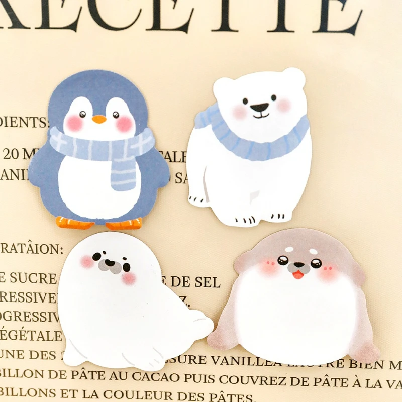 Office School Supplies Cartoon Polar Bear Sticky Note Cute Polar Penguin Paper N Times Sticker Student Kawai Stationery Gift
