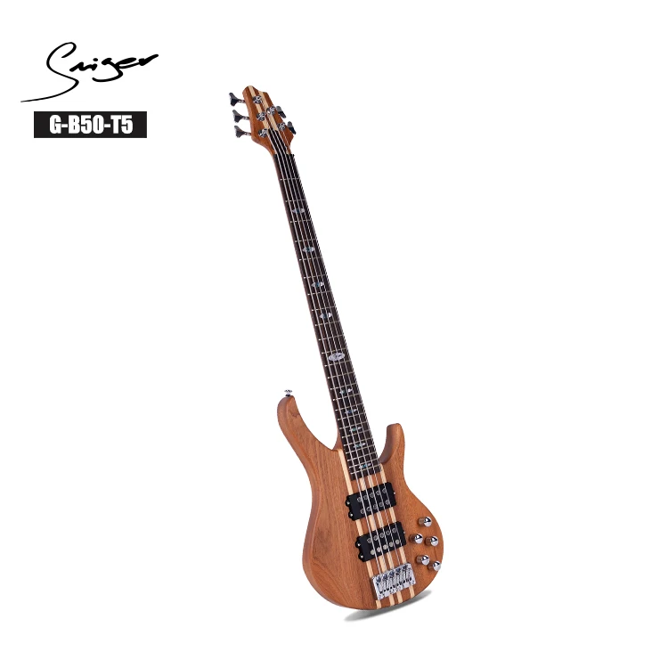 Smiger High-end Solid Sapele Solid Maple Neck &body Neck Through Body Active H-H Pick Up Matt 5 String G-B50-T5 5 String Bass