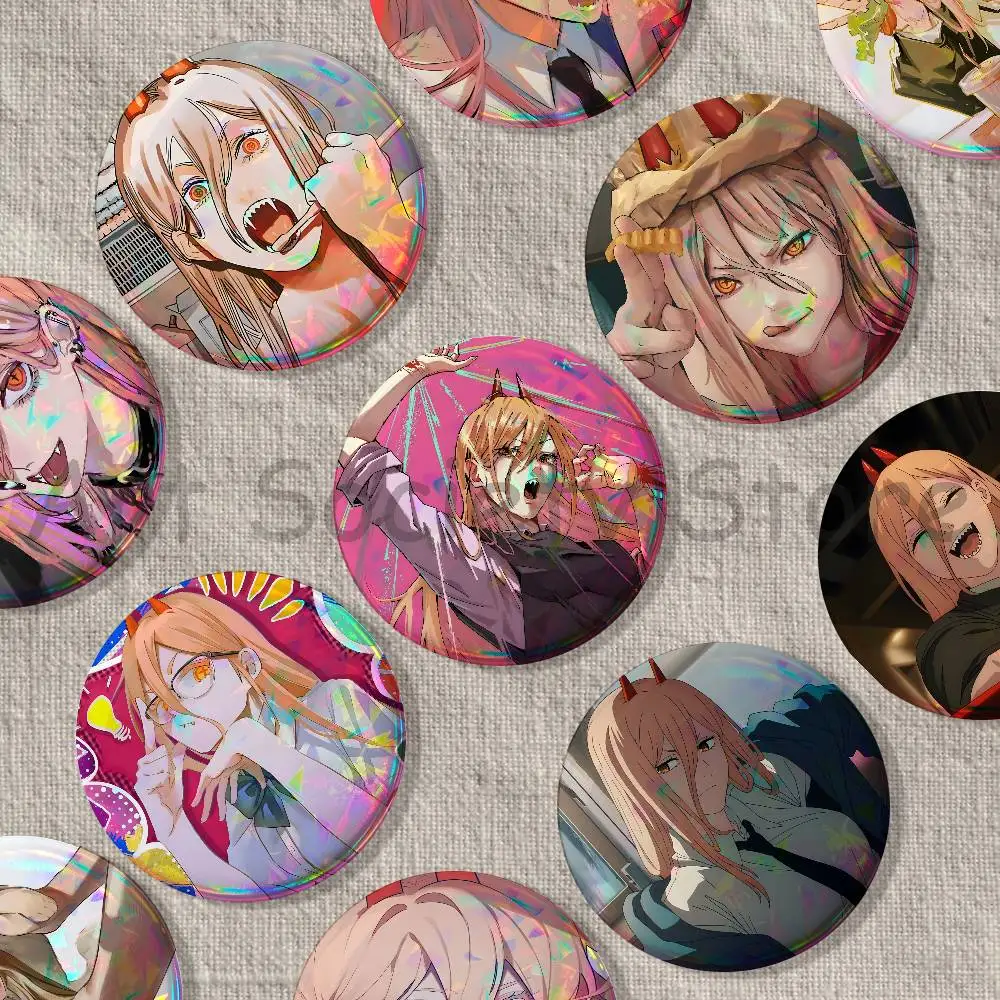 Power C-ChainsawS Badges Creative Tinplate Button Pin Brooch Creative Quotes Badge Clothes Backpack Jewelry Gift Fan Merchandise