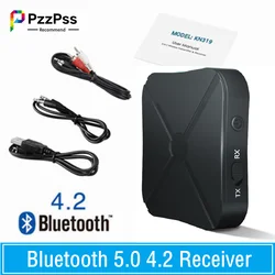 PzzPss-receptor y transmisor Bluetooth 5,0 4,2, adaptador inalámbrico de Audio y música estéreo, RCA, conector auxiliar de 3,5 MM, para altavoz, TV, coche y PC