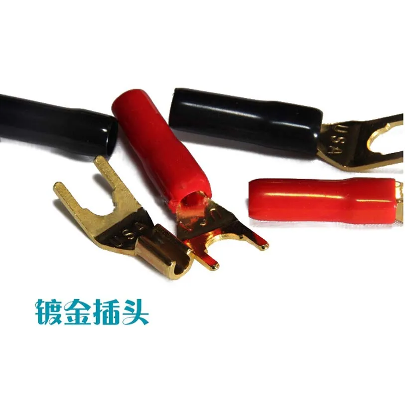 8pcs High Quality Gold Plated Y Spade Plug Speaker Cable Spade Connector Terminal Plug