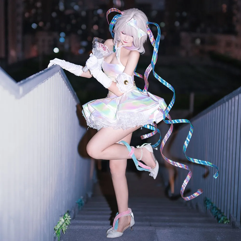 NEEDY GIRL OVERDOSE KAngel Cosplay Streamer Sobrecarga Lolita Vestido 2o Aniversário Roupa Mulheres Saias Laser Peruca de Fita