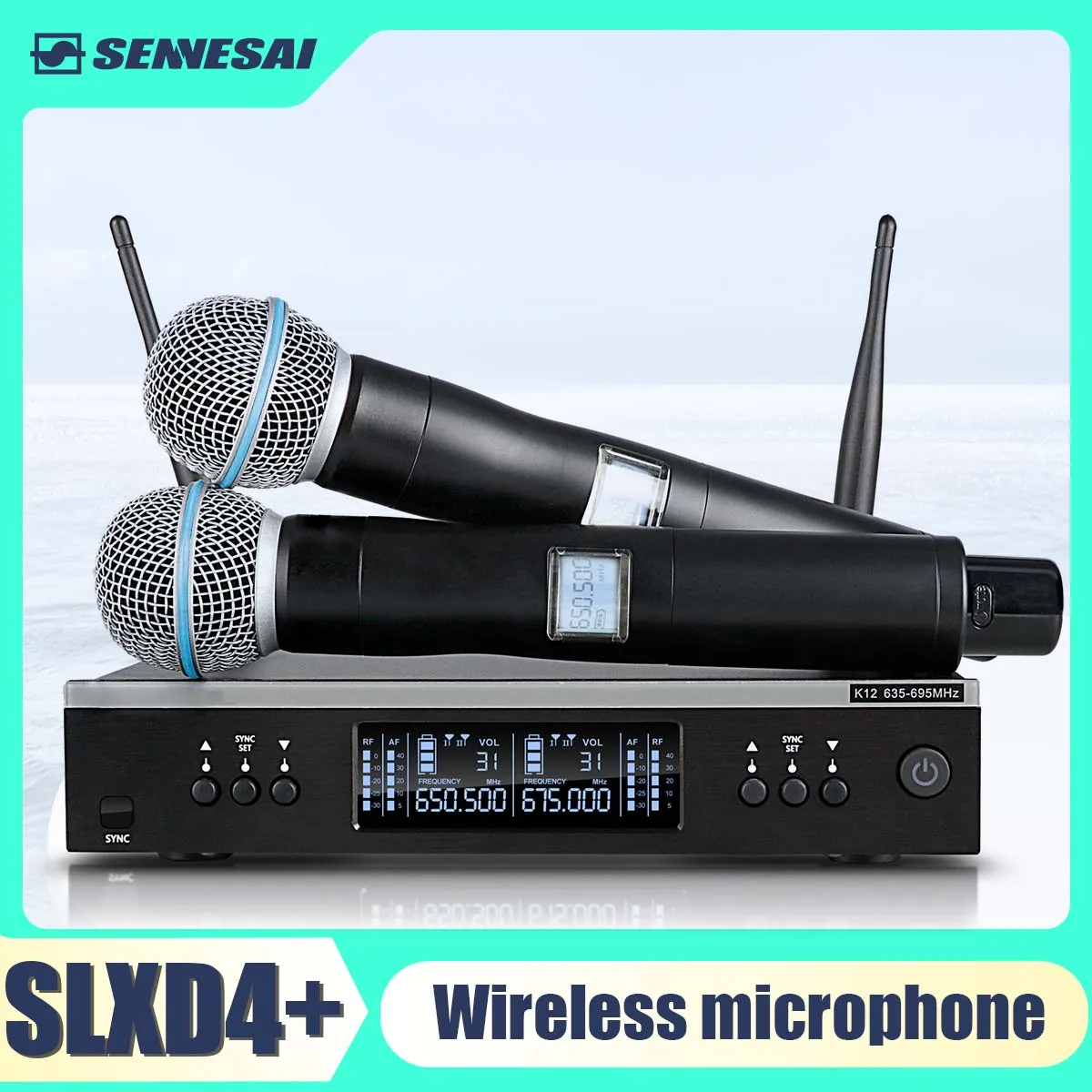 Top Quality！SLXD4+ B58 Professional Dual Wireless Microphne Stage Performance 2 Channels UHF Karaoke Metal Handheld