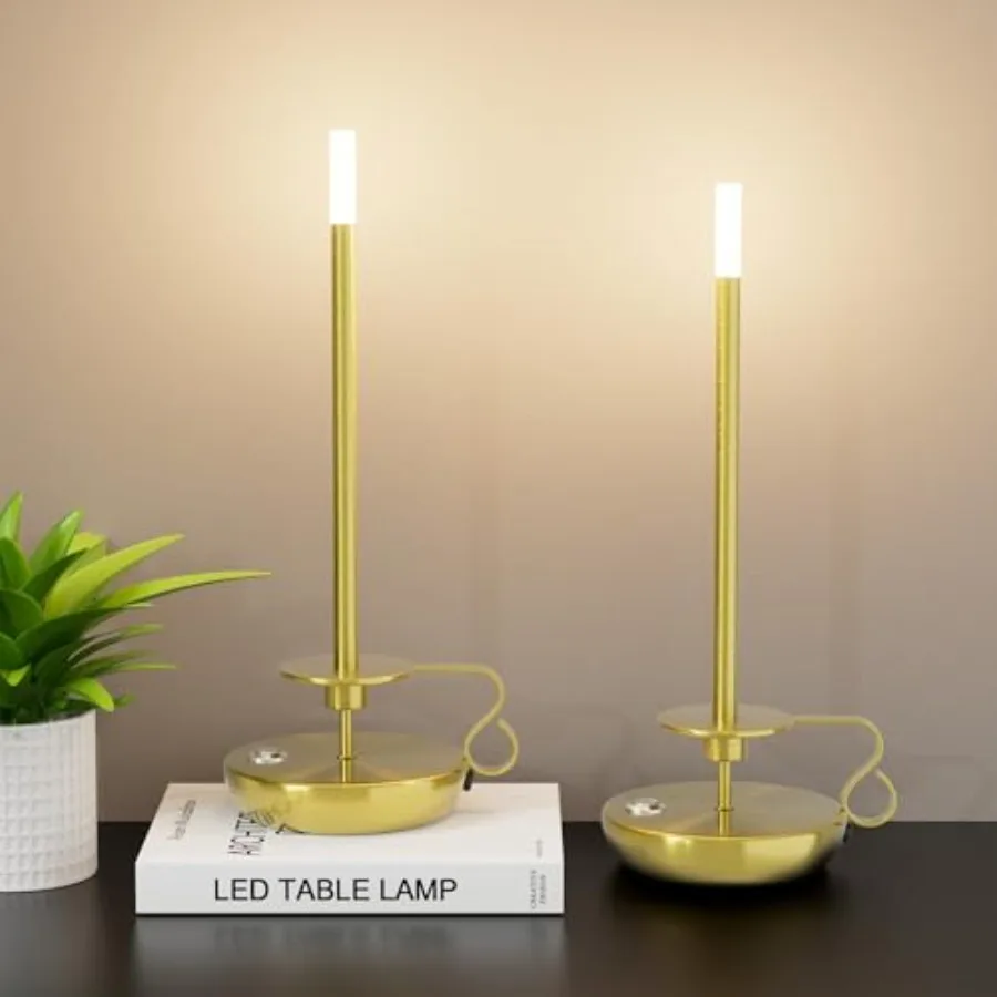 

Набор из 2 беспроводных светодиодных настольных ламп 3000K с аккумулятором, плавной регулировкой яркости, перезаряжаемые, для ужина/столовой/спальни/бара/кафе