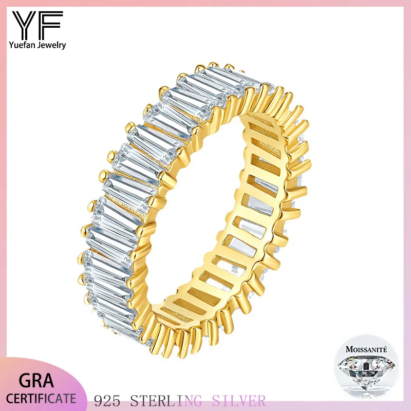 

S925 silver 1CT Moissanite women's ring, 18k gold D-colorVVS-certified irregular trapeze full diamond men's ring hip-hop jewelry