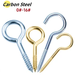 1~30pcs Sheep Eye Screws Bolt Hooking Bolts 0#-14# Carbon Steel Golden/BlueEye Hooks / Ring Pack Wood Self-tapping Screw
