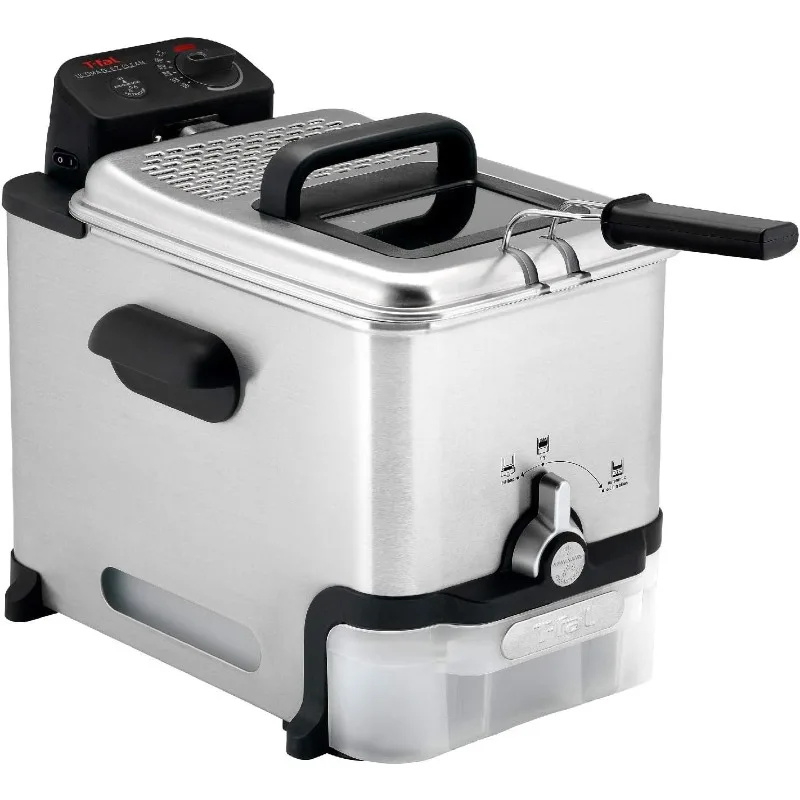 

3.5L Deep Fryer with Oil Filtration System: 1700W Stainless Steel Fryer, Dishwasher Safe Parts, Adjustable Temperature Control