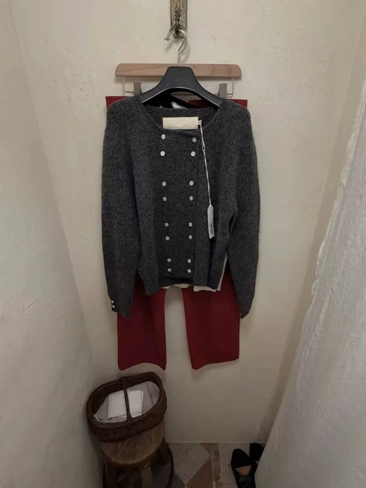 MOSA-cárdigan abierto de punto con botones de doble fila para mujer, suéter cálido con capas holgadas, Top informal, corte holgado, uso diario