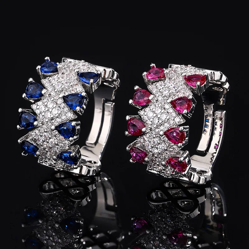 

Jewelry Natural Tanzanite Sapphire Ring New Inlaid with Red Corundum Gemstone Vintage Ring