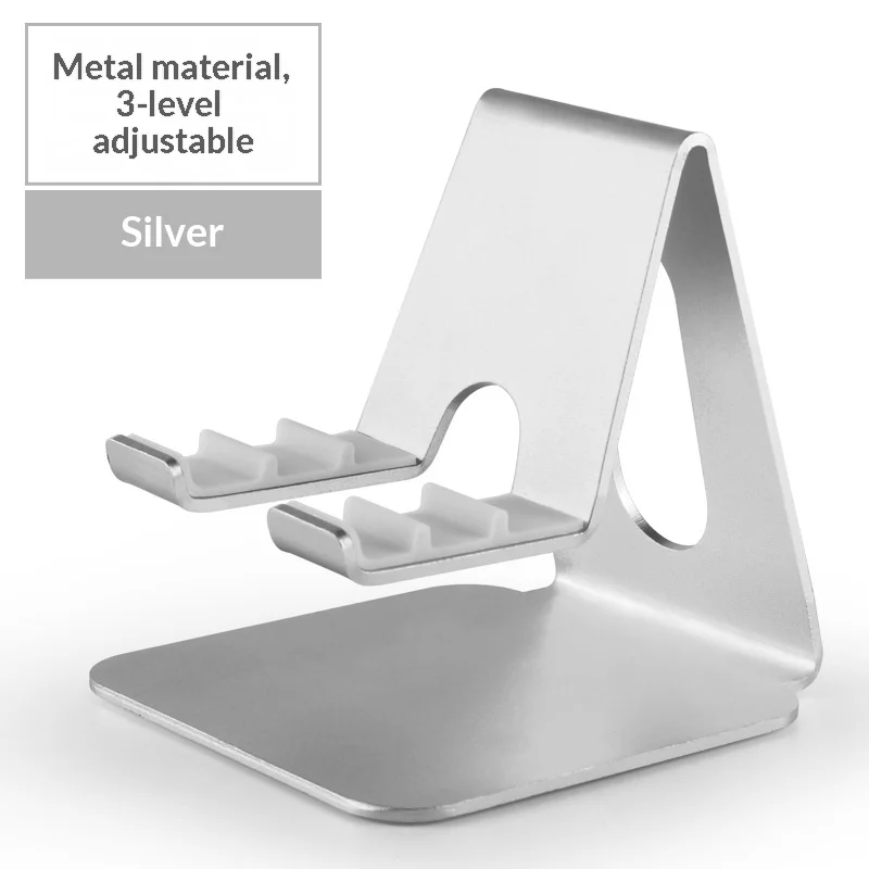

Adjustable Metal Phone Stand Holder, 3-Angle Desktop Mount with Silicone Pad, for Smartphone Tablet