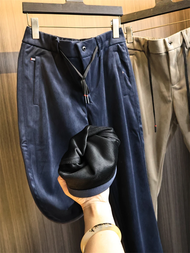 

Men's Thiened Fce Lined Corduroy Straight Leg Casual Pants Autumn Winter Soft Comfy Trendy Polyester Fiber Straight Pants