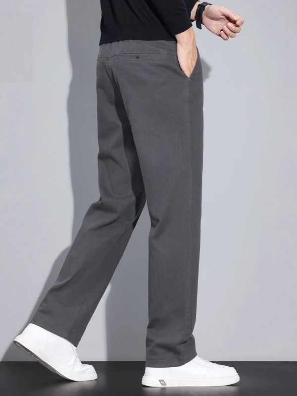 Business Casual Men's Loose Straight Leg Pants Draped Style Autumn Spring New Versatile Long Trousers Fashionable Polyester F...