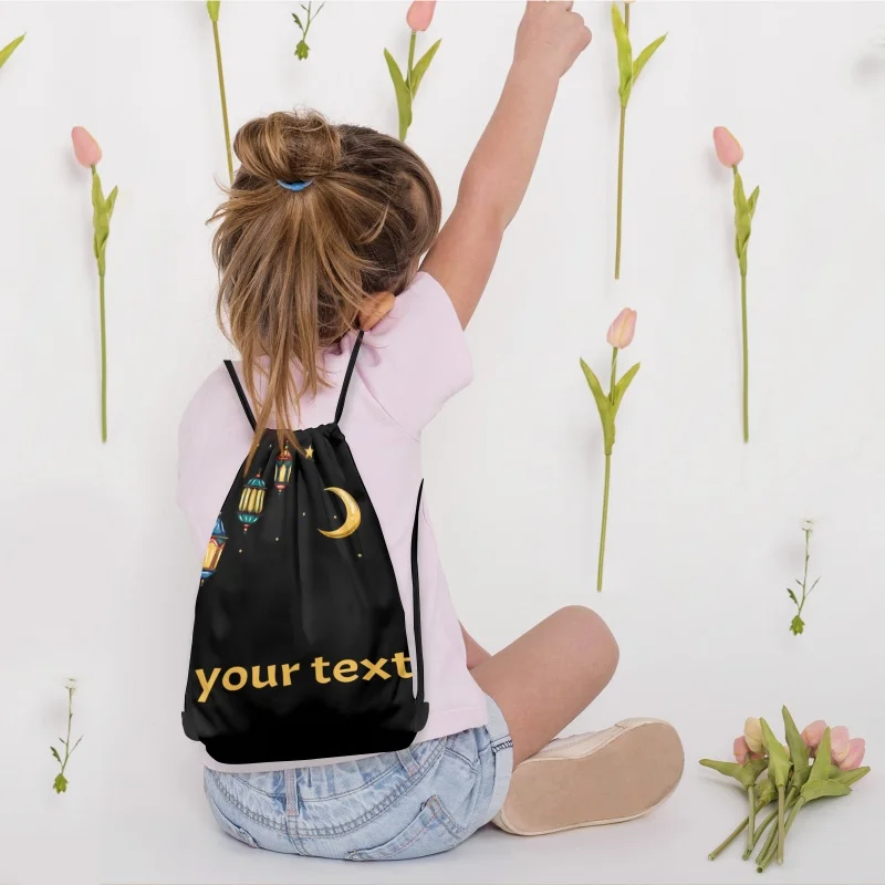 1PC Custom Text Drawstring Backpack 3 Sizes - Adjustable Double Shoulder Bag for Gym, Travel,Ramadan Festival Gifts & Activities