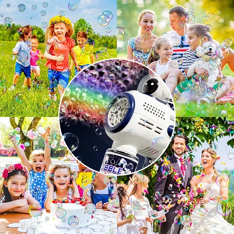 Bubble Gun Rocket Soap Spaceman Bubbles Machine Christmas Gift Gun Shape Automatic Blower With Light Pomperos Toys For Kids