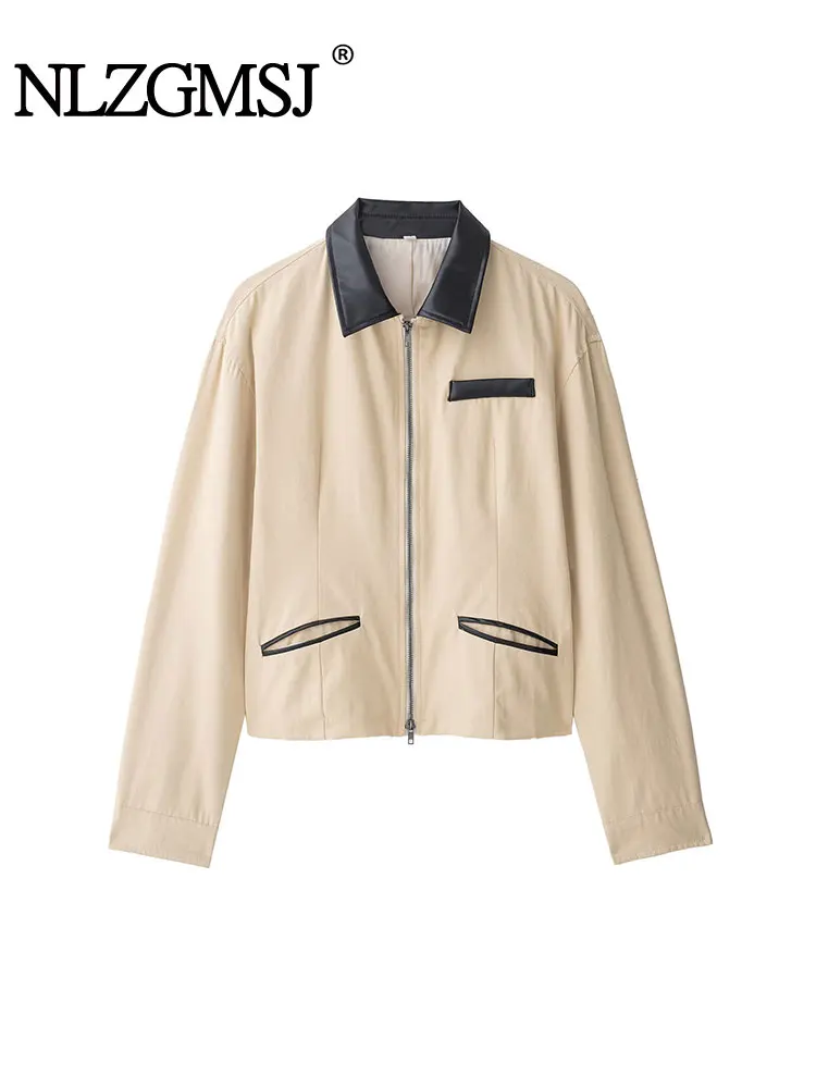 

NLZGMSJ женское пальто 2021, осенне-зимнее модное женское пальто с отложным воротником, элегантная куртка на молнии с длинными рукавами, повседневные праздничные куртки