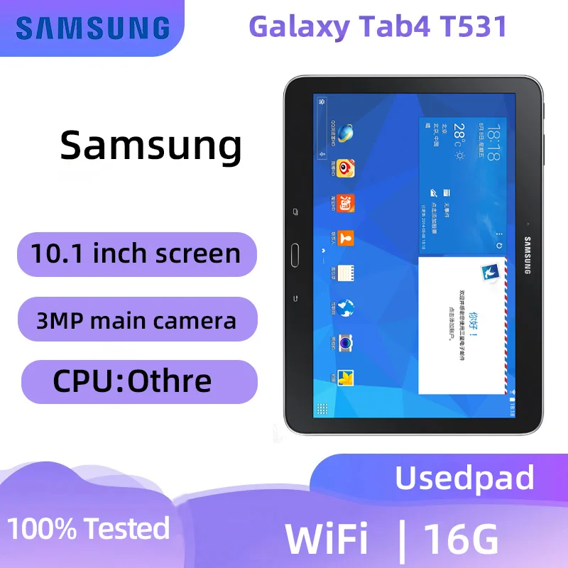 Samsung GALAXY Tab 4 T531 LTE  10.1inch TFT  1280x800  6800mAh 3MP Camera Android  used pad