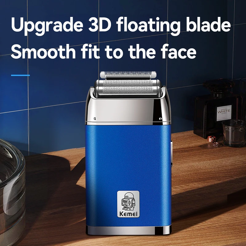 Kemei T13 전기 포일 면도기 전문 Type-C 면도기 얼굴 면도기 챙 수염 트리머 헤드 면도기 대머리 남성용
