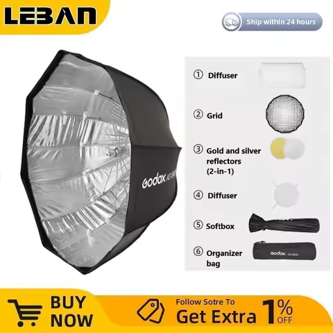Godox AD-S60S 60cm Silver Deep Parabolic Softbox with Honeycomb Grid Godox Mount Softbox for AD300PRO AD400PRO ML60