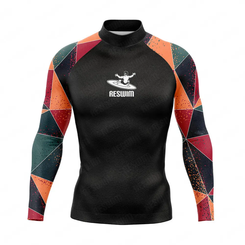 Letnie męskie rashguardy z długim rękawem do surfingu strój do nurkowania t-shirty do pływania na plażę UV stroje kąpielowe Surf Shirt Rashguard