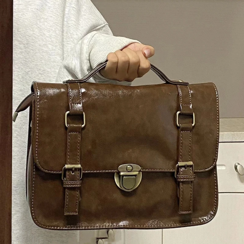 Bolso de tipo mensajero con hebilla Retro para mujer, maletín cruzado de moda, informal, de clase, para madre e hijo