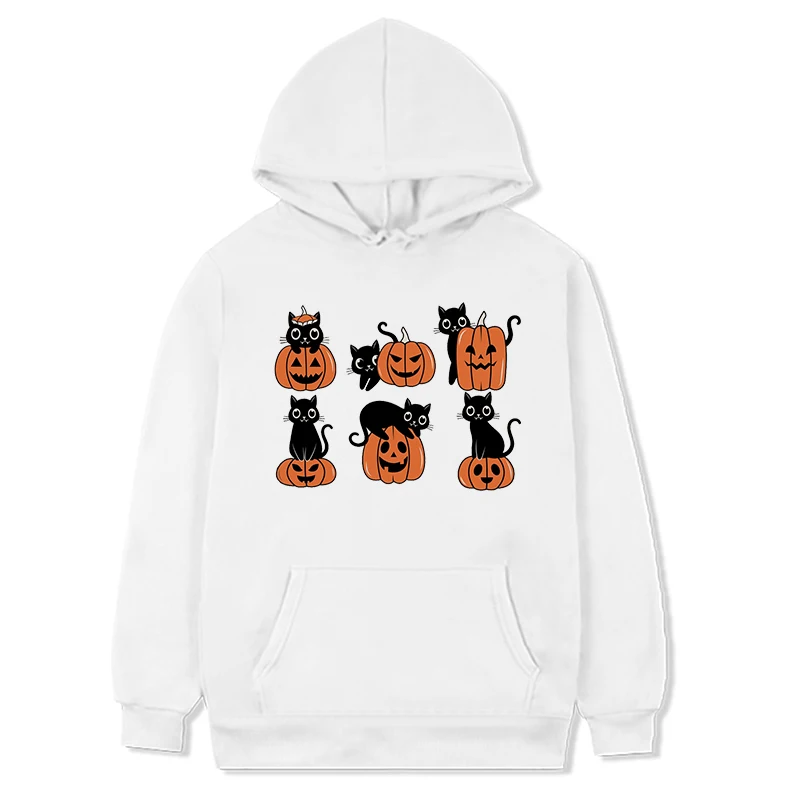 

Cat Halloween Sweatshirt Ghost Hoodie Streetwear Women Halloween Sweatshirts Cat Lover Clothes Spooky