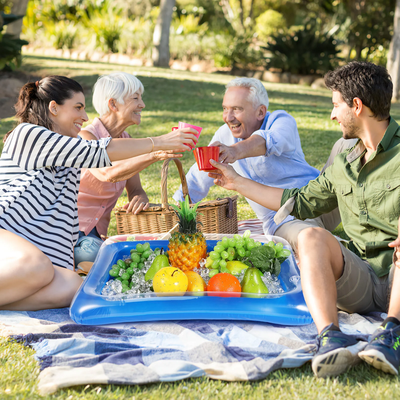 4 Pcs Freezer Ice Bucket Inflatable Bar Serving Bars PVC Tray Fruit Dish Food Server Trays Child