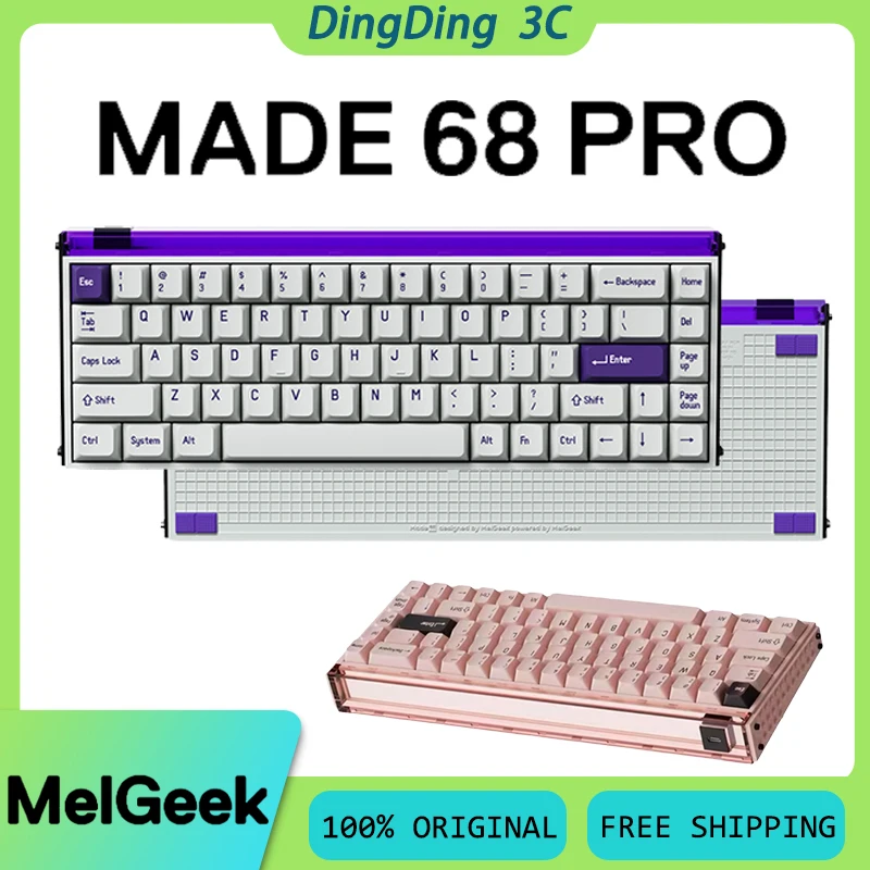 

MelGeek MADE68PRO Проводной магнитный переключатель Механическая клавиатура с горячей заменой RGB с низкой задержкой RT 0,01 мм Пользовательская игровая клавиатура для киберспорта