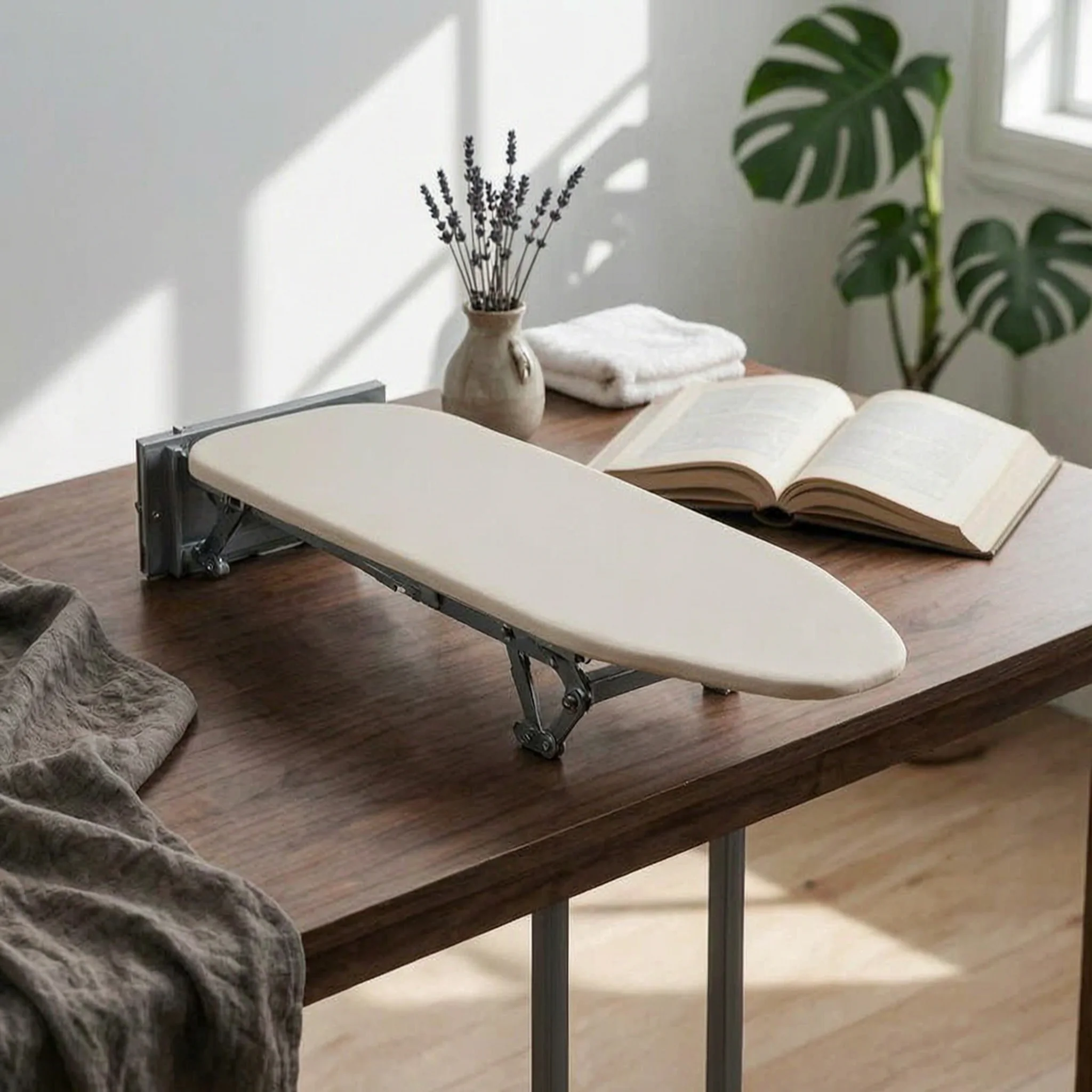 Wall-Mounted Ironing Board Heat-Resistant Foldaway Ironing Board Household Tool Thick Padded Surface Foldable for Laundry Room