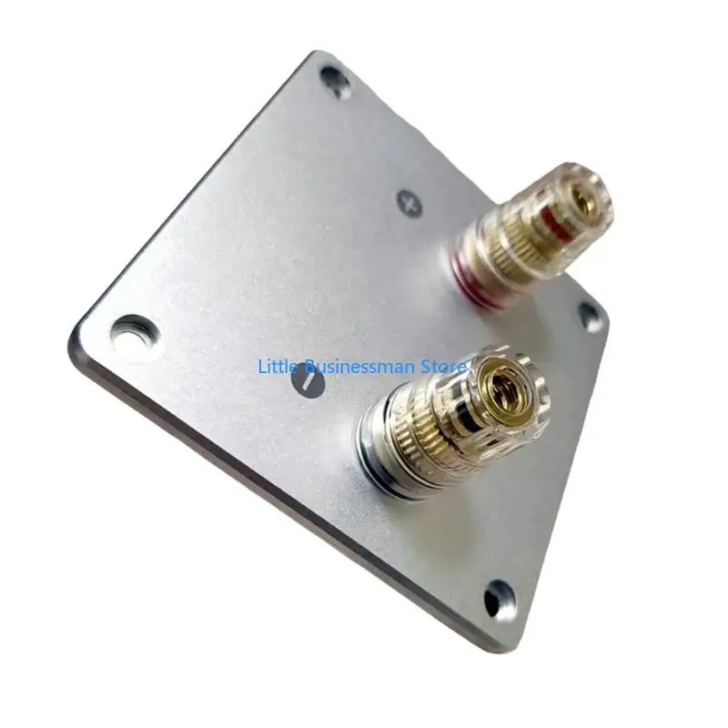 Speaker Rear Terminal Plate for Speaker Repair and DIY Builds, Square Aluminum Panel with Polarity Marked Wiring Point M76A