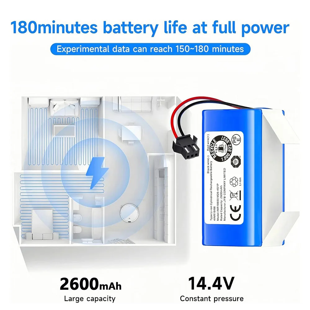 Replacement Battery for Yeedi K600 K650 K700 Tikom G8000 L9000 Eufy 11S 30C 14.4V 3500mAh Robot Vacuum Cleaner Battery