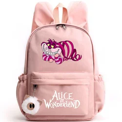 Mochila Alice no País das Maravilhas para meninos e meninas, mochila infantil, mochila escolar casual, mochila de viagem, mochila de coelho