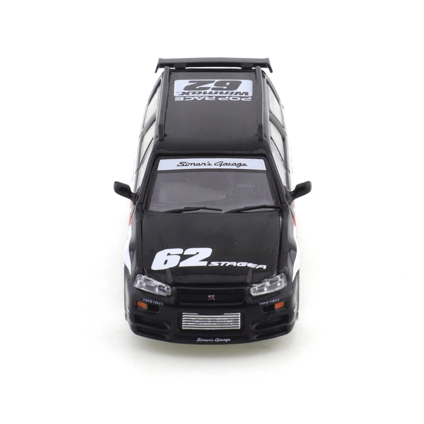 XCARTOYS POPRACE 1/64 Nissan Stagea R34 Earthenware Jar Simon Magic Garage S7-09 Black and White Alloy Car Model