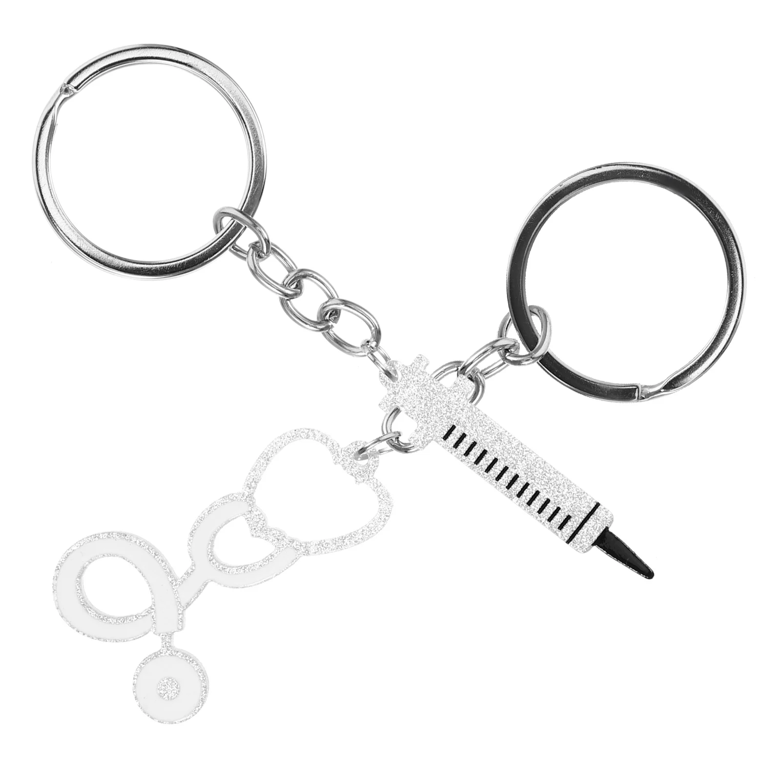 Syringe Stethoscope Keychain Decoration Handbag Pendant Charms Hanging Keyring Doctor Rings Gadget Pendants