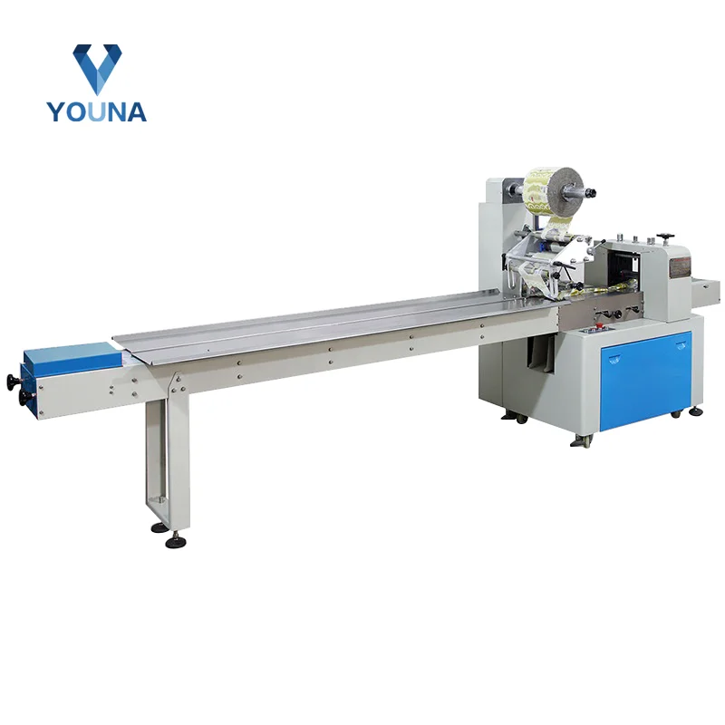 YN250 Automatic Pillow Bag Packing Bread Cake Candy Chocolate Ice Cream Popsicle Tableware Knife And Fork Flow Packing Machine