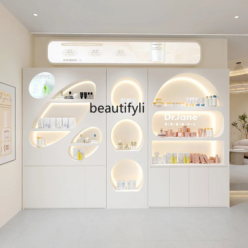 

Solid wood paint beauty salon display cabinet high-end atmosphere, product rack, cosmetic display rack a50