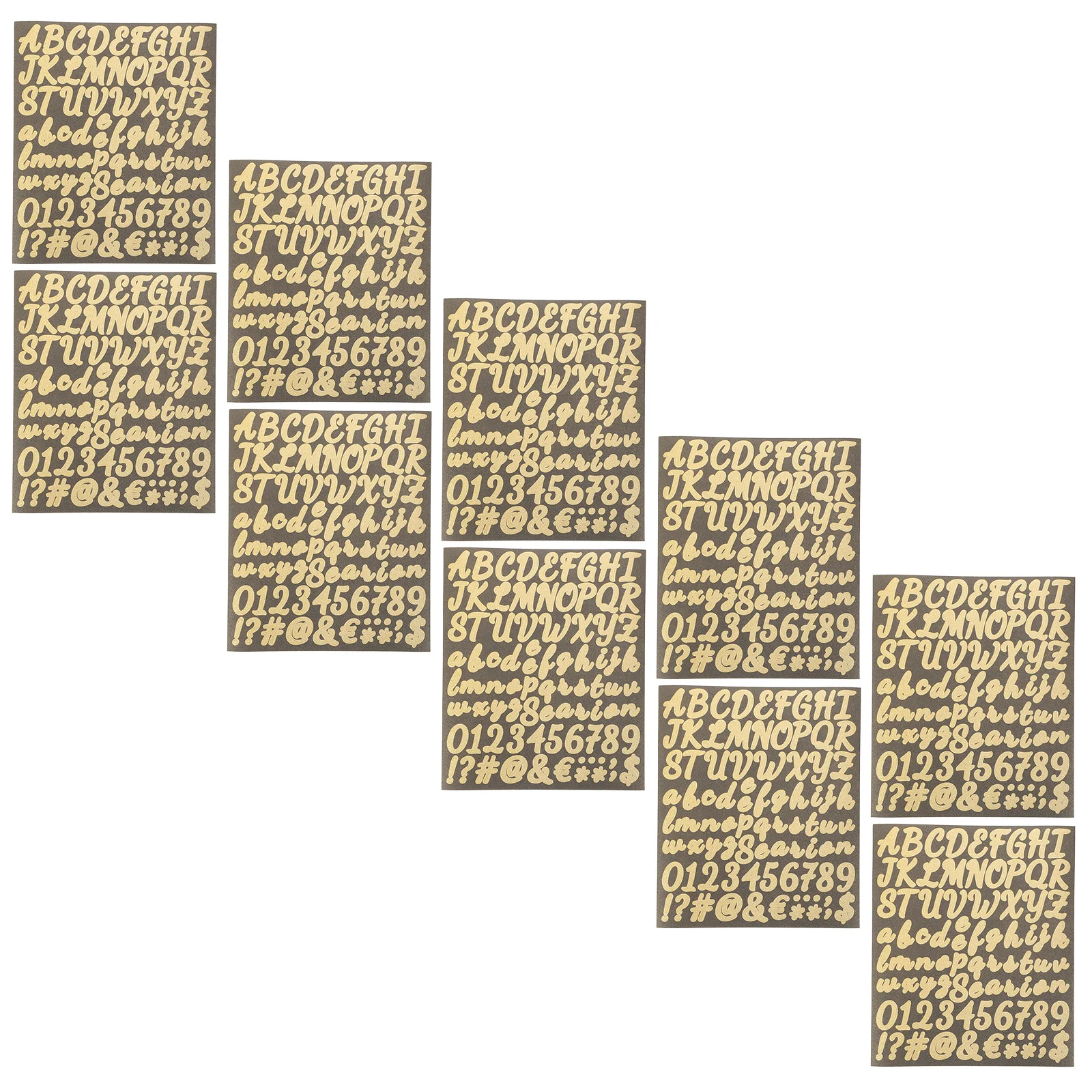 

10 Sheets Mini Alphabet Number Stickers - Gold Self Adhesive Craft Decals - DIY Lettering for Journals Planners Scrapbook